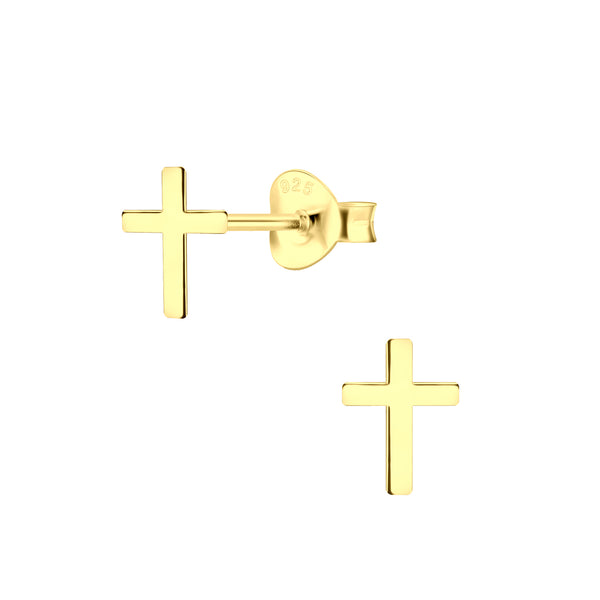 Damen-Ohrstecker 2er Set Stecker Kreuz glanz vergoldet und rose glanz vergoldet aus Sterling Silber 925