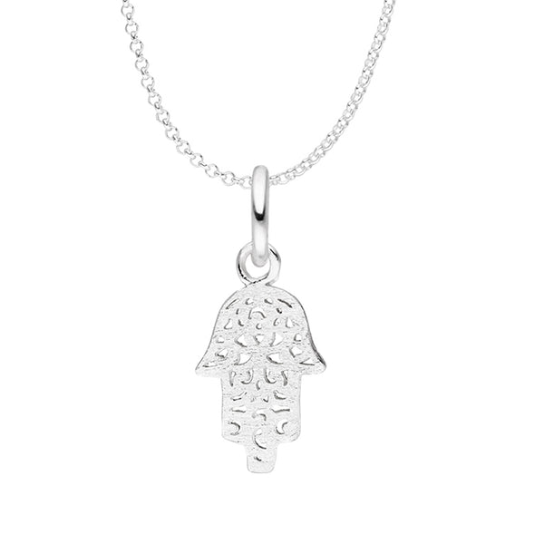 Damen-Halskette Anhänger mit Kette 45cm Hand der Fatima gebürstet 16mm aus Sterling Silber 925