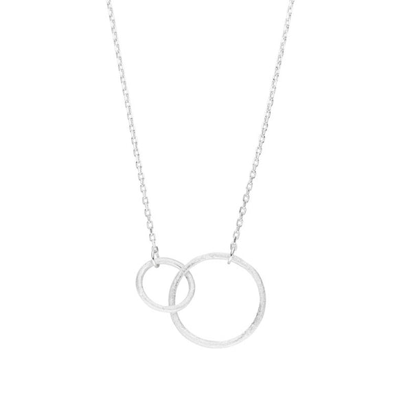 Damen-Halskette  Kreis Ring 17mm im Ring 10mm gebürstet mit Kette 45cm Sterling Silber 925