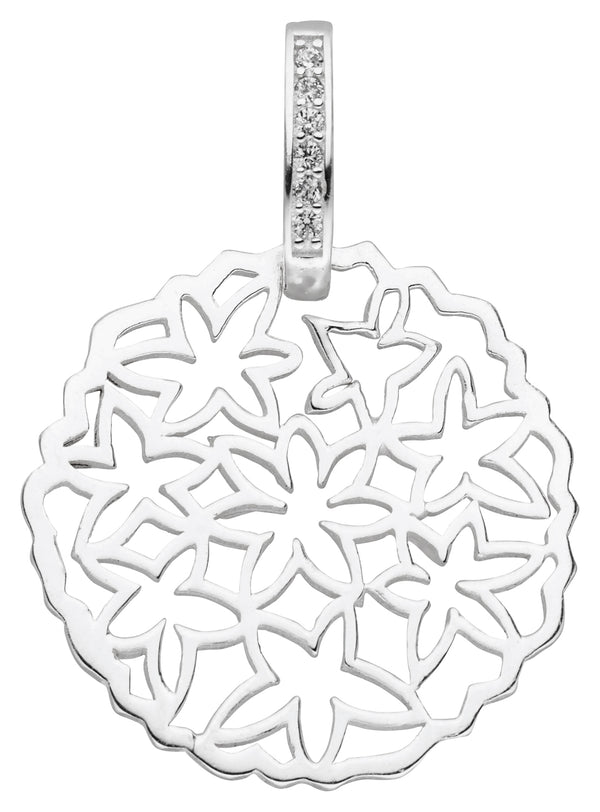 Damen-Halskette Anhänger Blume 20mm Zirkonia mit Kette 45cm Sterling Silber 925