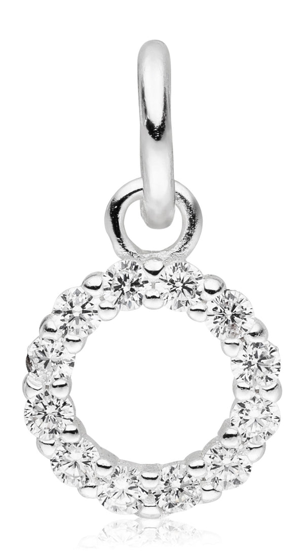 Damen-Anhänger Kreis Kranz Ring rund offen mit Zirkonia 11mm aus Sterling Silber 925