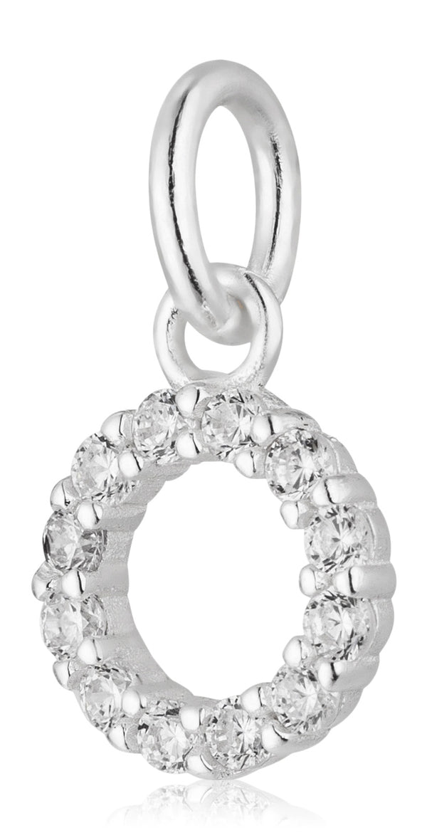 Damen-Halskette Anhänger Kreis offen mit Zirkonia 11mm mit Kette 45cm Sterling Silber 925