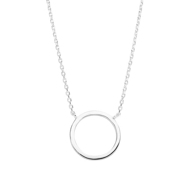 Damen-Anhänger Halskette Anhänger Kreis Ring rund 17mm mit Kette 45cm Sterling Silber 925