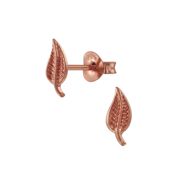 Damen-Ohrstecker Blatt Blütenblatt Design glanz klein 9 x 4 mm vergoldet Sterling Silber 925