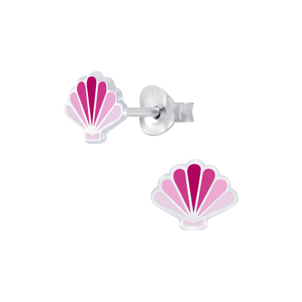 Mädchen-Ohrstecker Muschel Meeresbewohner pink rosa aus Sterling Silber 925
