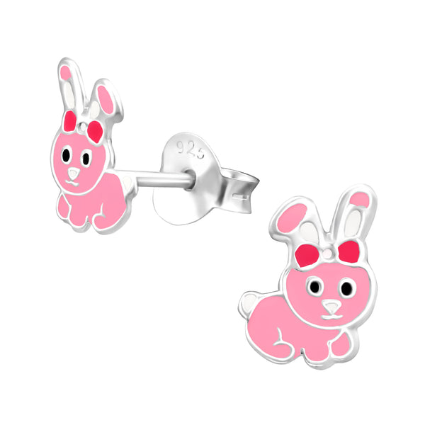 Kinder-Ohrstecker Hase Kaninchen Pink Rosa Sterling Silber 925