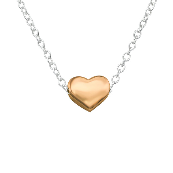 Damen-Halskette Herz Kette Anhänger rose vergoldet 7mm mit Kette 45cm glanz Sterling Silber 925