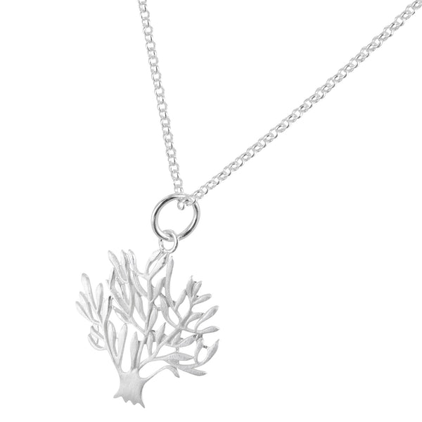 Damen Halskette Anhänger Baum des Lebens matt 18 mm mit Kette 70 cm Sterling Silber 925