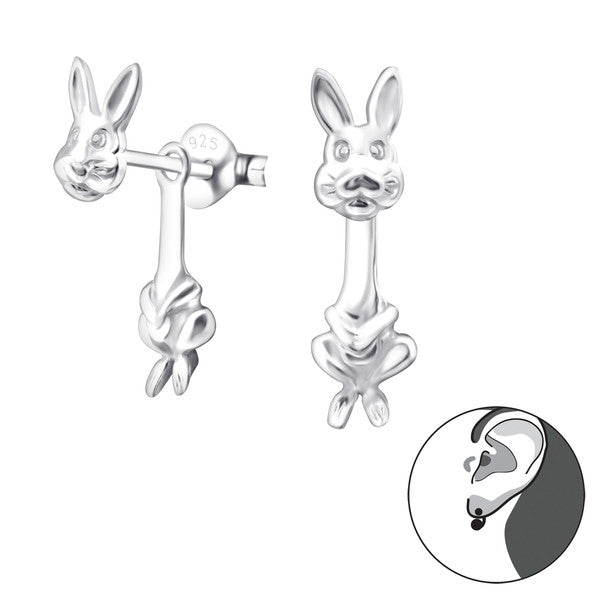 Kinder-Ohrstecker Hase Häschen Kaninchen in glanz aus Sterling Silber 925